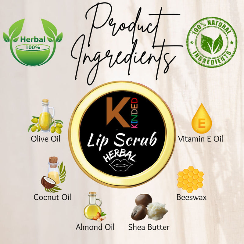 KINDED Lip Sugar Scrub Herbal Exfoliator - Beetroot