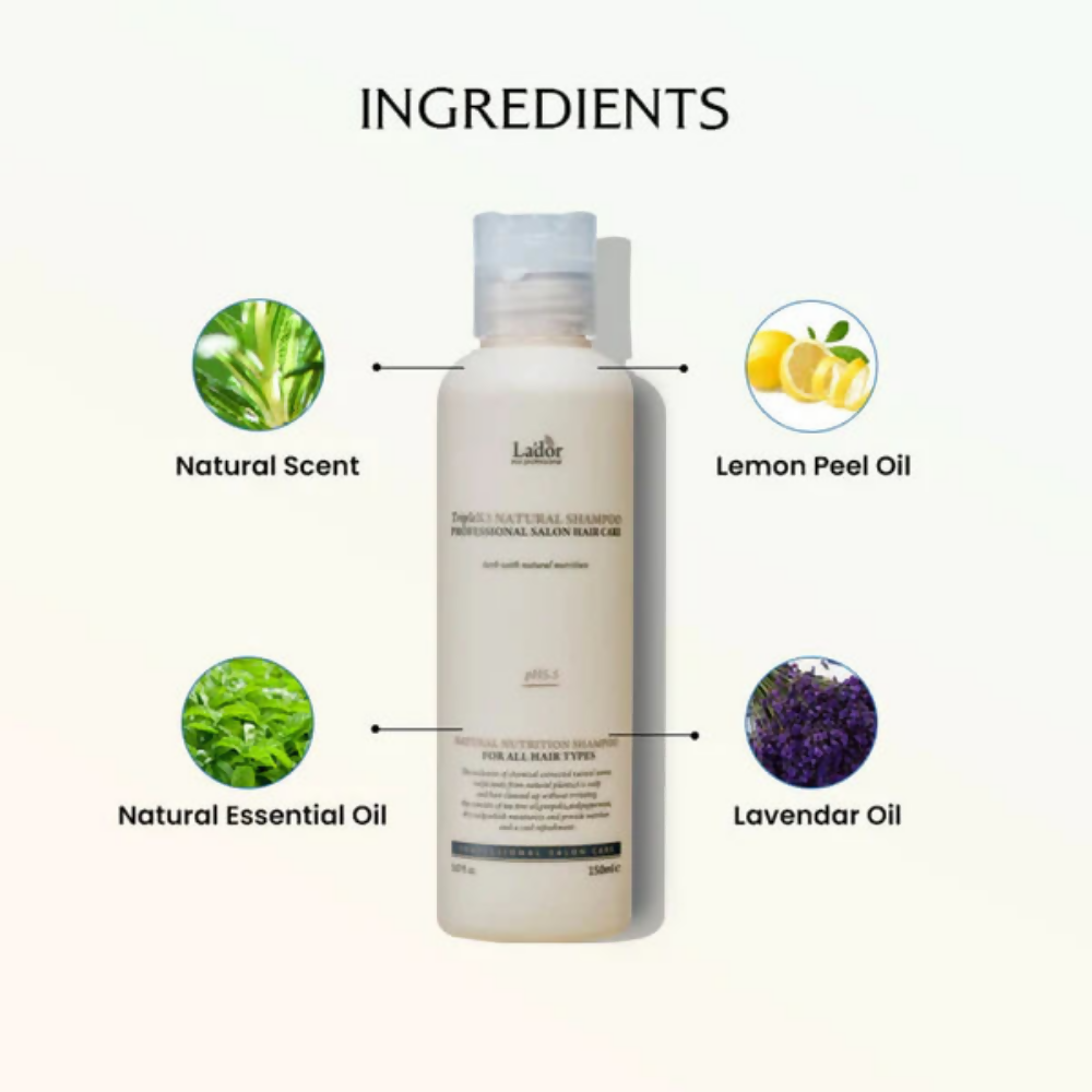 La'dor Triple Natural Shampoo - Hypoallergenic, Vegan, Mild Formula for Sensitive Scalp & Dry Hair