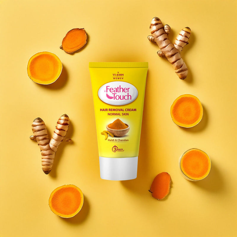 VI-JOHN Women Feather Touch Haldi & Chandan Hair Removal Cream for Women For Normal Skin, Suitable for Legs, Underarms, Bikini Line, Arms