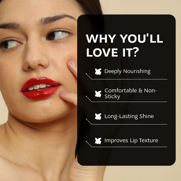 Dunamiss Ramona Hydrating Lip Oil Gloss Crimson Red Kiss