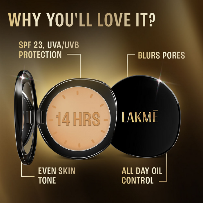 Lakme Ultimate Glam Compact, Skin Lightening Compact Powder - Beige Honey 05