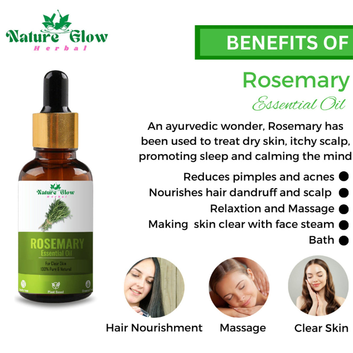 Nature Glow Herbal Rosmerry & Peppermint Hair Oil Combo