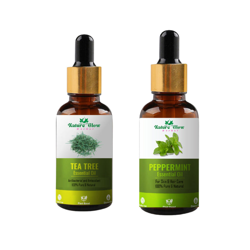 Nature Glow Herbal Tea Tree & Peppermint Essential Oil Combo
