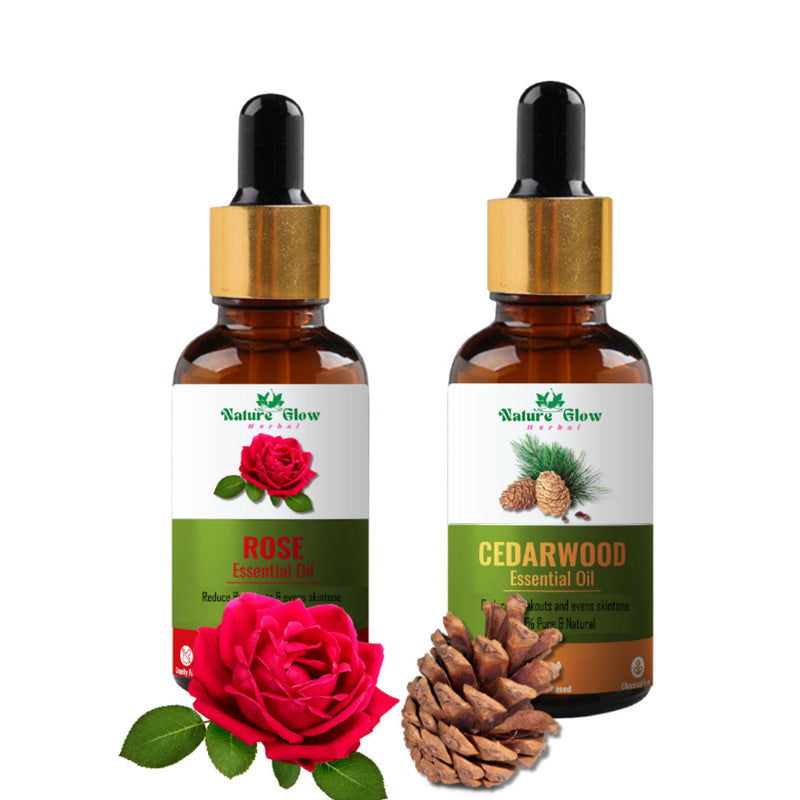 Nature Glow Herbal Rose & Cedarwood Essential Oil Combo