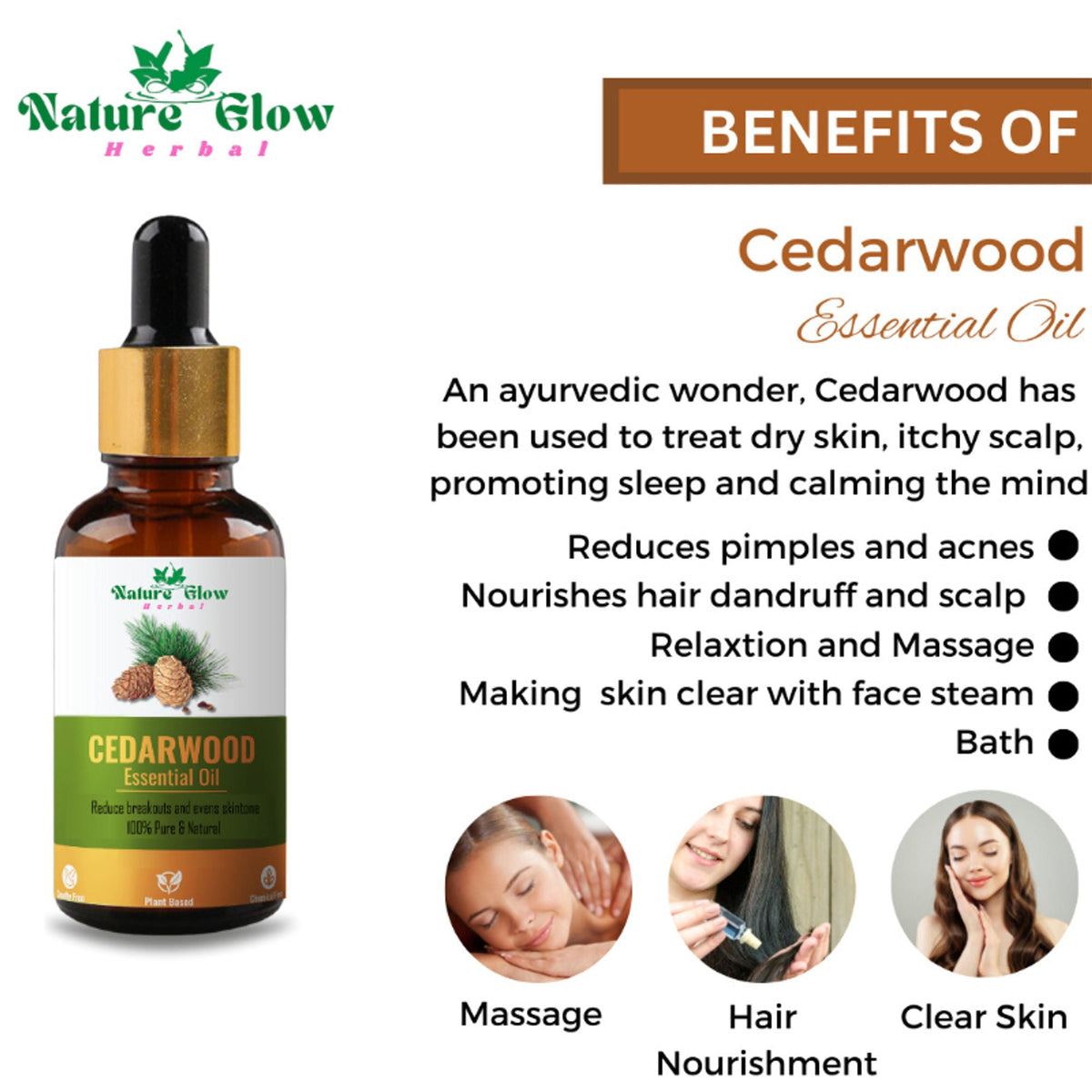 Nature Glow Herbal Rose & Cedarwood Essential Oil Combo