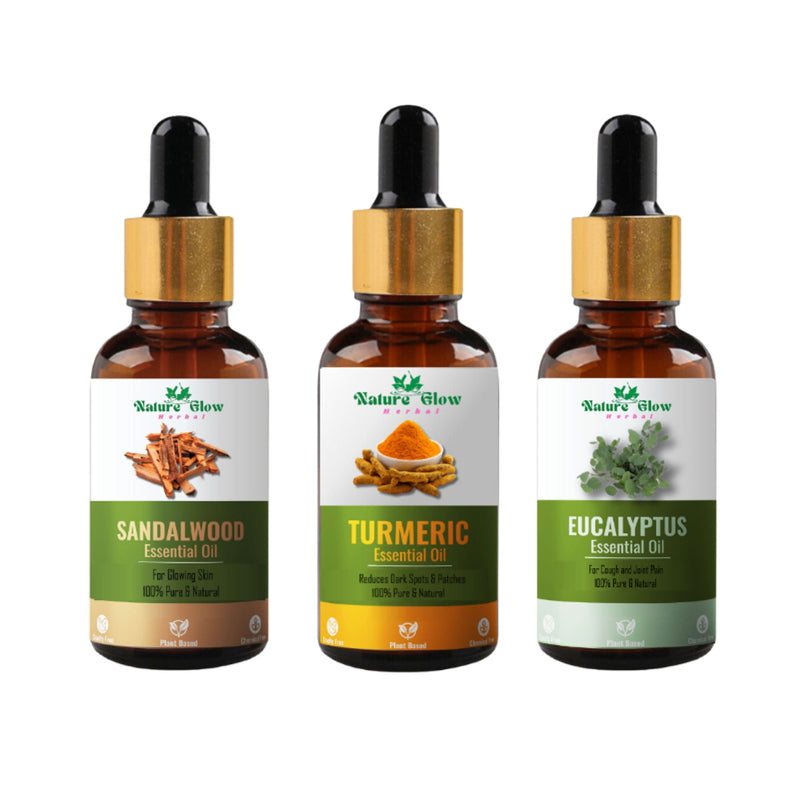 Nature Glow Herbal Sandalwood & Termaric & Eucallypatus Essential Oil Combo