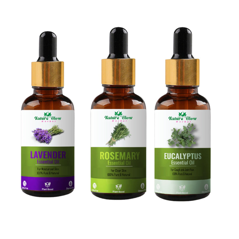 Nature Glow Herbal Lavender & Rosemary & Eucallypatus Essential Oil Combo