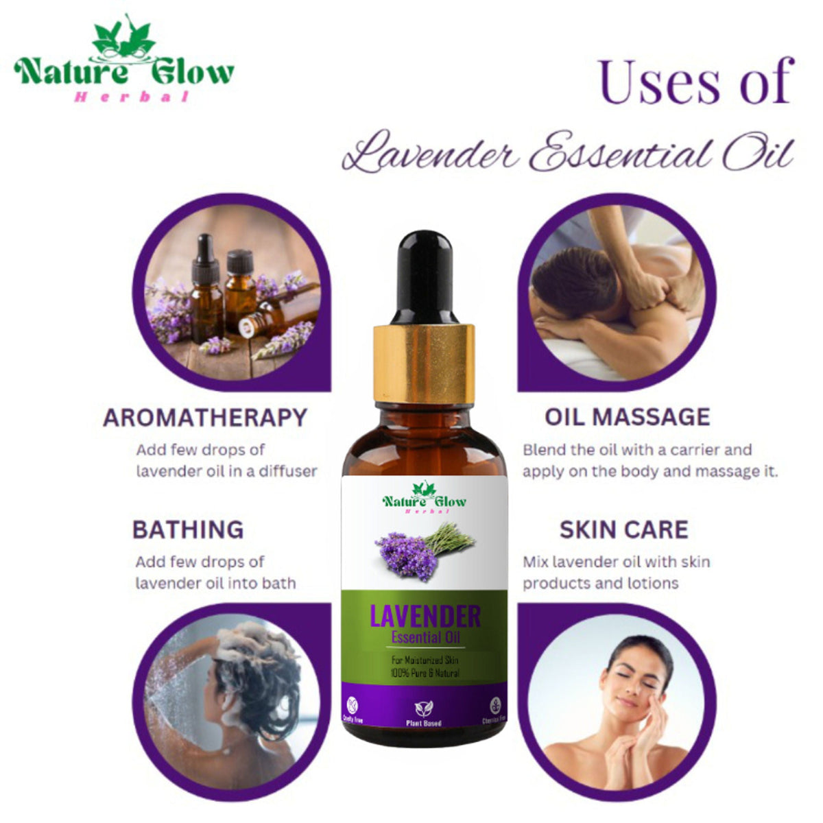 Nature Glow Herbal Lavender & Rosemary & Eucallypatus Essential Oil Combo