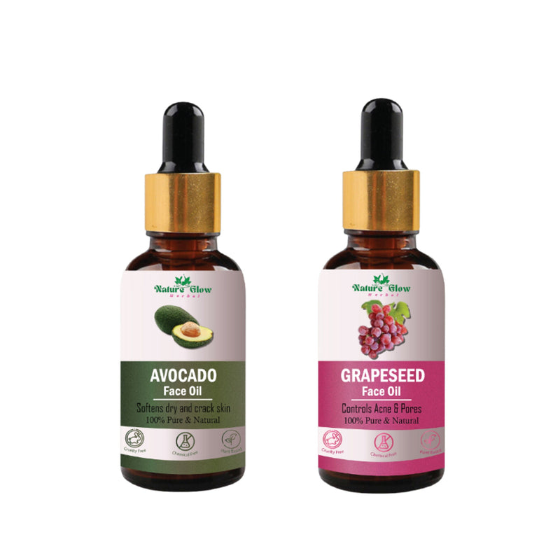 Nature Glow Herbal Finest And Freshest Avocado & Grapeseed Facial Oil Combo