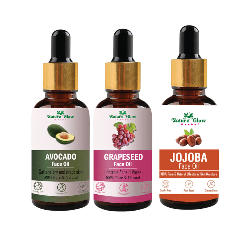 Nature Glow Herbal Avocado, Grapeseed & Jojoba Facial Oil Combo