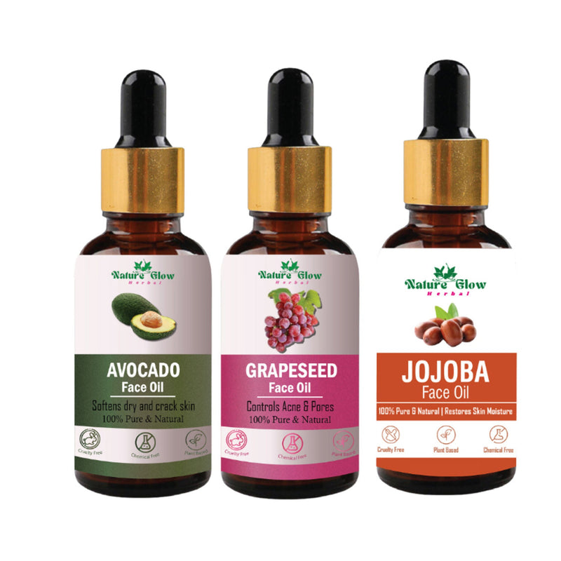 Nature Glow Herbal Avocado, Grapeseed & Jojoba Facial Oil Combo