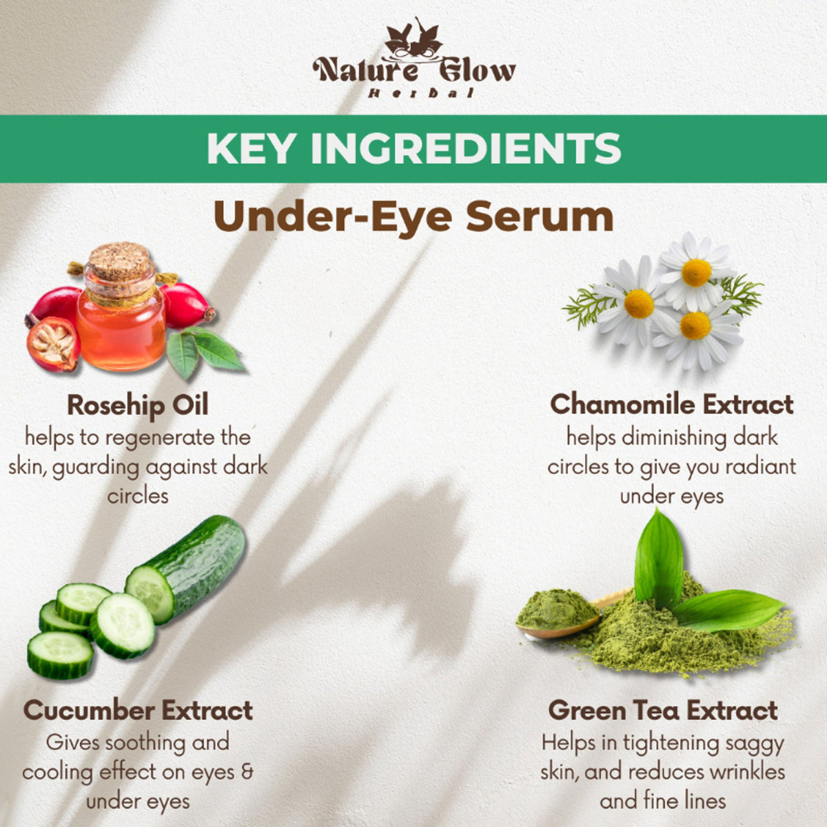 Nature Glow Herbal Under Eye Serum & Bluebery Roll On Combo