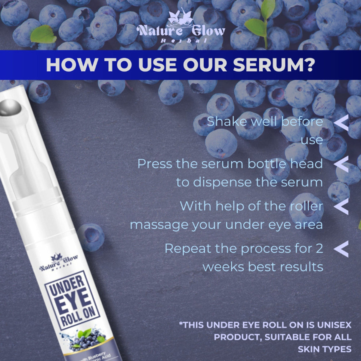 Nature Glow Herbal Under Eye Serum & Bluebery Roll On Combo