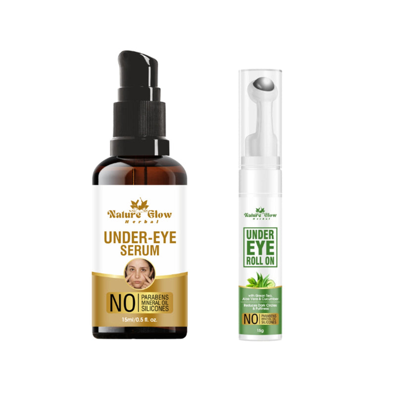 Nature Glow Herbal Under Eye Serum & Green Tea Roll On Combo