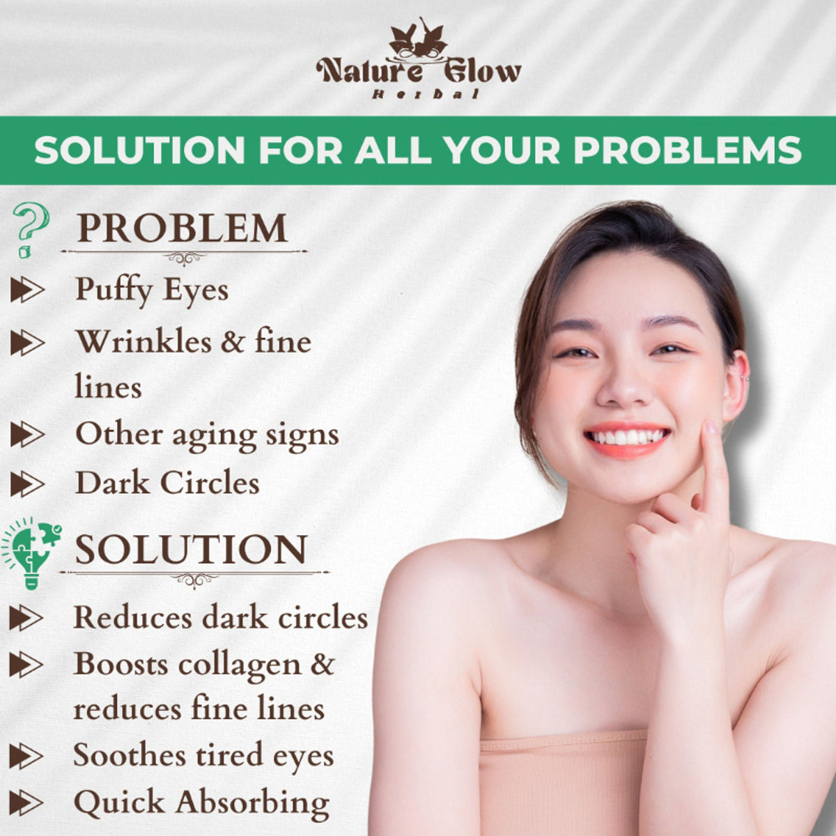 Nature Glow Herbal Under Eye Serum & Green Tea Roll On Combo