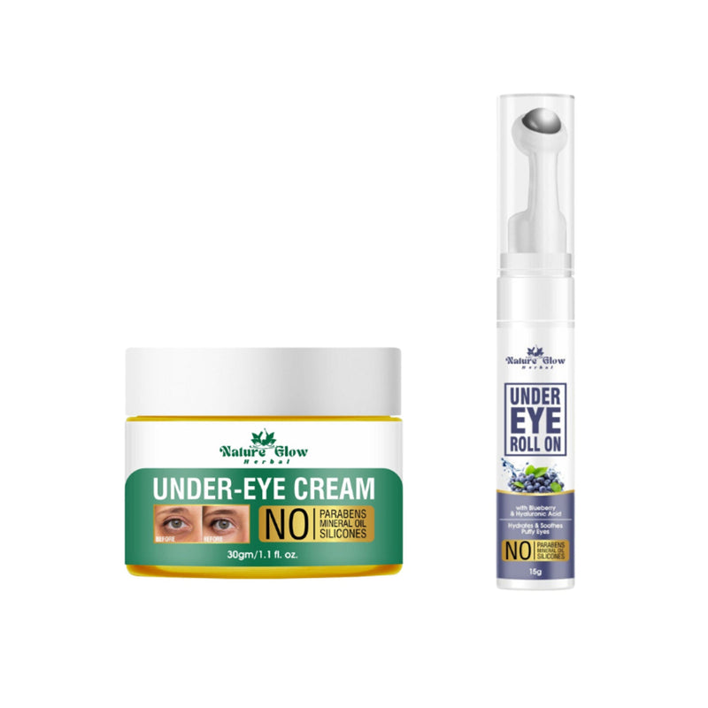 Nature Glow Herbal Under Eye Cream & Bluebery Roll On Combo