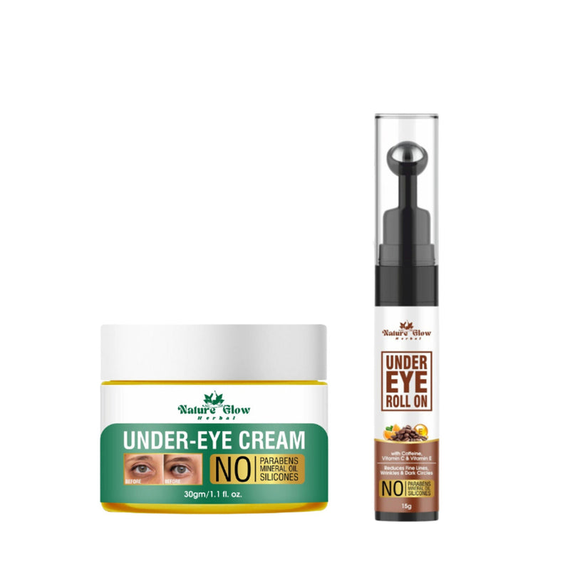Nature Glow Herbal Under Eye Cream & Caffiene Roll On Combo