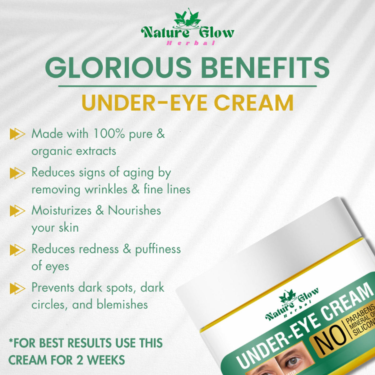 Nature Glow Herbal Under Eye Cream & Greentea Gel Roll On Combo