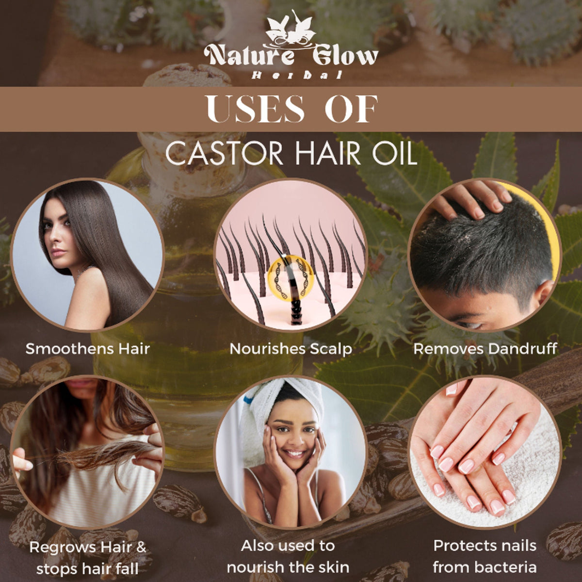 Nature Glow Herbal Neem & Castor Hair Oil Combo