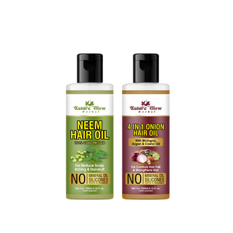 Nature Glow Herbal Neem & 4 In 1 Onion Hair Oil Combo
