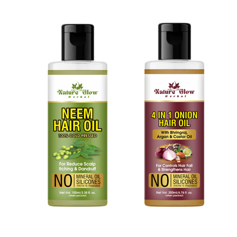 Nature Glow Herbal Neem & 4 In 1 Onion Hair Oil Combo