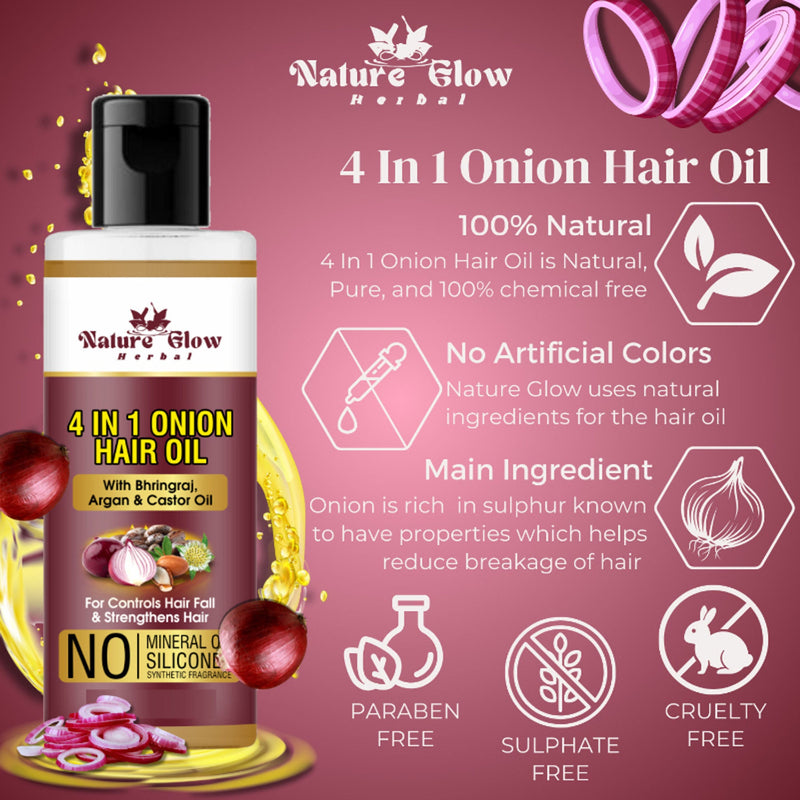 Nature Glow Herbal Neem & 4 In 1 Onion Hair Oil Combo