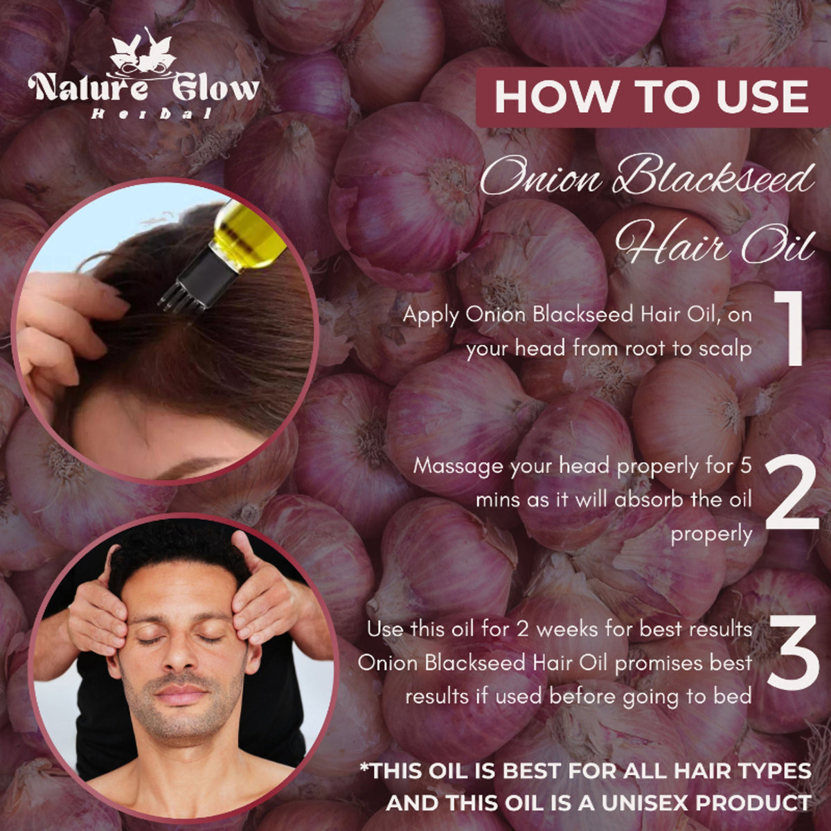 Nature Glow Herbal Castor & Onion With Black Seed Hair Oil Combo
