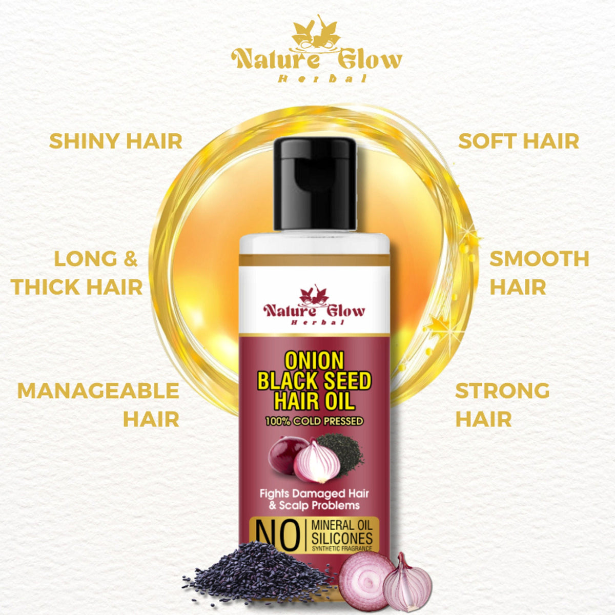 Nature Glow Herbal Castor & Onion With Black Seed Hair Oil Combo