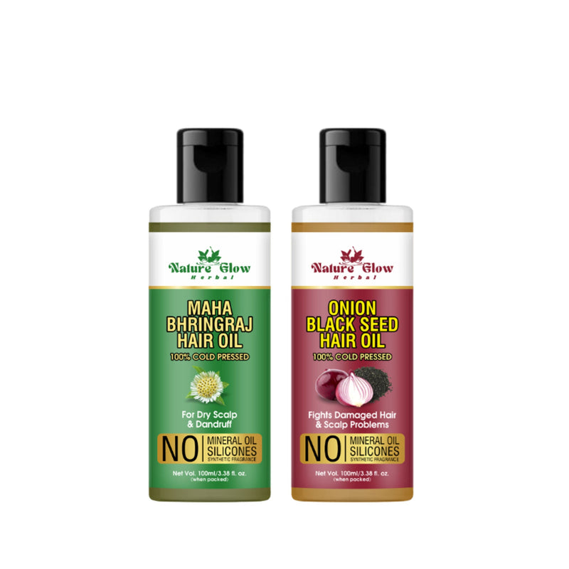 Nature Glow Herbal Bhringraj & Onion Black Seed Hair Oil Combo
