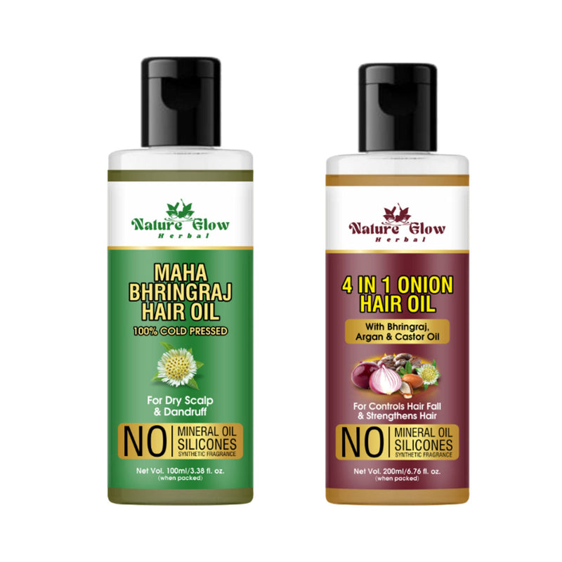 Nature Glow Herbal Bhringraj & 4 In 1 Hair Oil Combo
