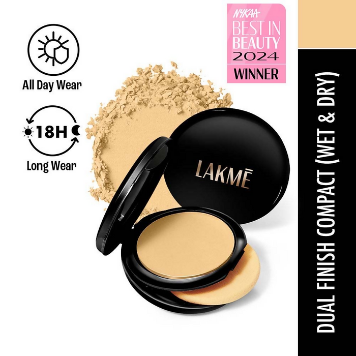 Lakme Xtraordin-Airy Compact, 2 In 1 Compact + Foundation, Lightweight, SPF17 - 04 Golden Light