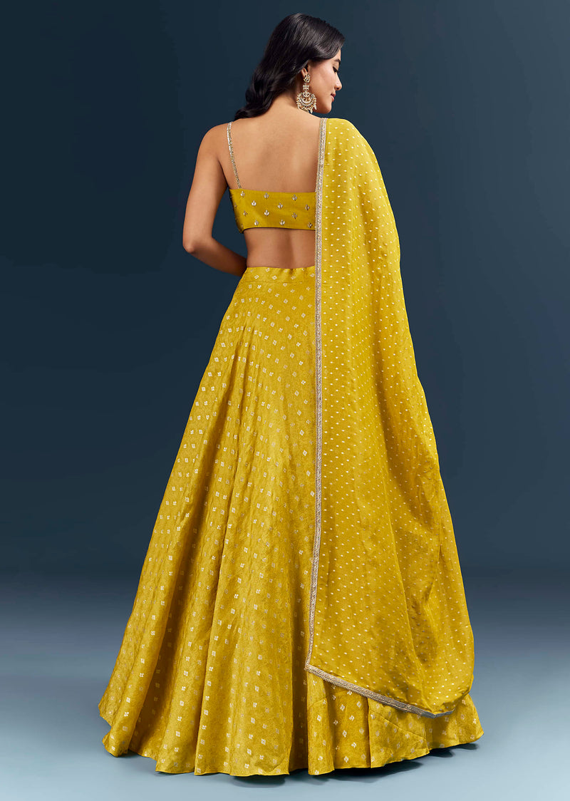 Citrus Green Banarasi Silk Bridesmaid Lehenga With Intricate Hand Embroidery