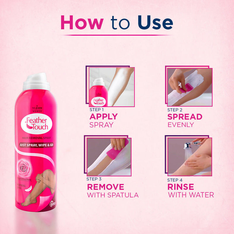VI-JOHN Feather Touch Dermatologically Tested Rose & Alevera Hair Removal Spray For Women