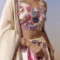 Cream Pastel Bridesmaid Lehenga With Gotta Moti Mirror Work