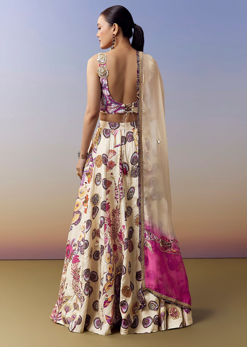 Cream Pastel Bridesmaid Lehenga With Gotta Moti Mirror Work