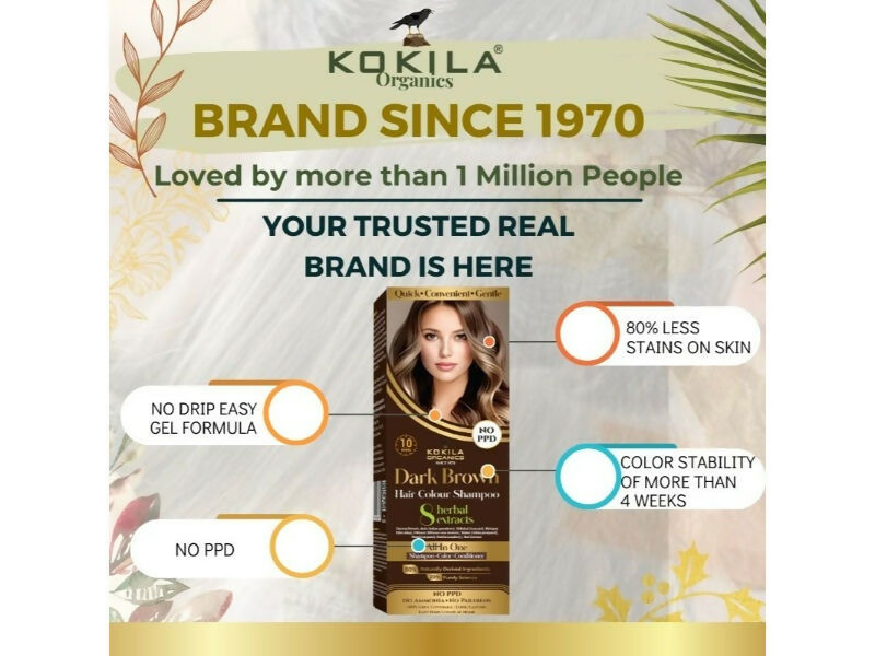 Kokila Organics Hair Color Shampoo With Natural Extracts - Dark Brown