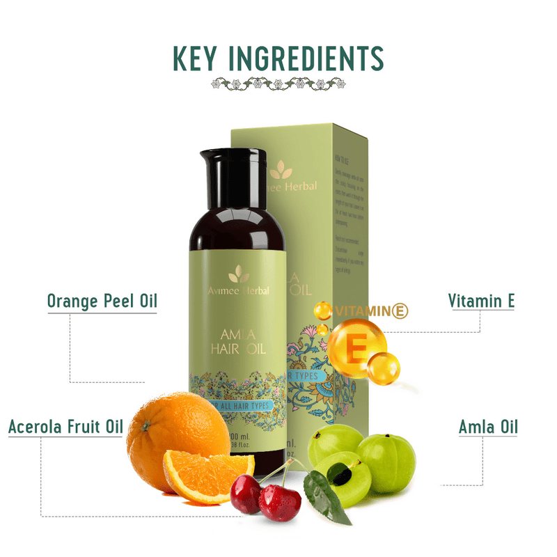 Avimee Herbal Amla Hair Oil For Grey Hair & Dandruff With Vitamin E and Amla Seed Oil