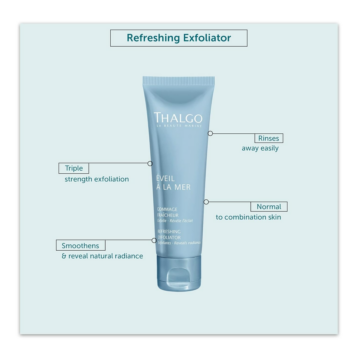 Thalgo Refreshing Exfoliator – Energizing Face Scrub with Diatomaceous Earth & Almond Shell for Oily Skin