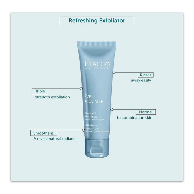 Thalgo Refreshing Exfoliator – Energizing Face Scrub with Diatomaceous Earth & Almond Shell for Oily Skin
