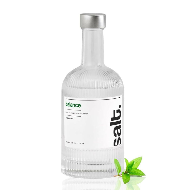 Salt. Oral Care Balance Mouthwash Natural Alkaline Probiotic Mouthwash with Basil Mint