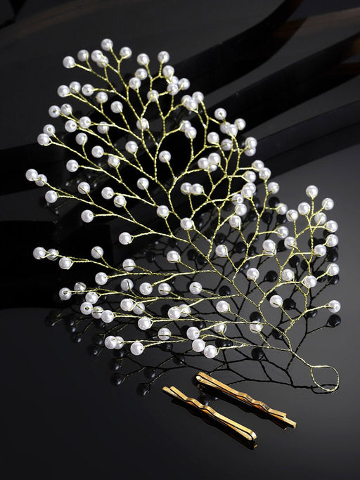 Panash Women Gold-Toned & White Embellished Hair Accessory Set