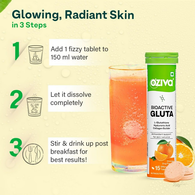OZiva Bioactive Gluta Fizzy (L-Glutathione) Tablets