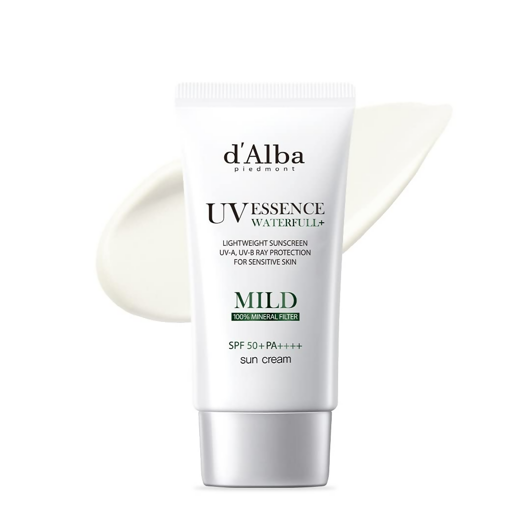 d'Alba UV Essence Waterful sun cream on a white background