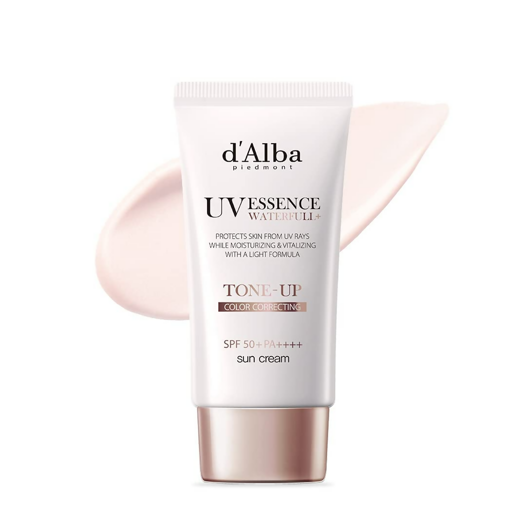 Tube of d'Alba UV Essence Water Cream on a white background