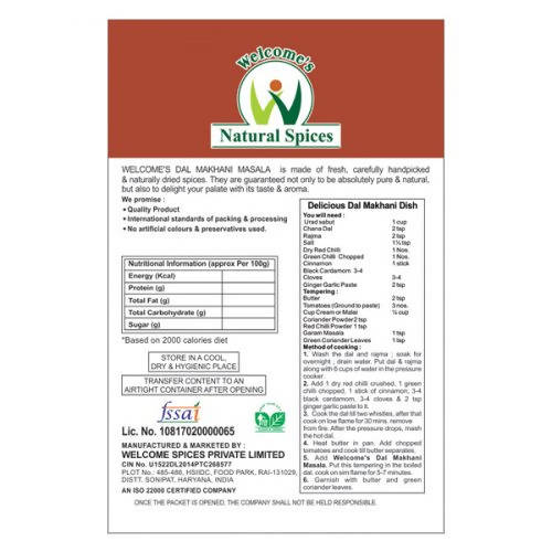 Welcome’s Natural Spices Dal Makhani Masala Powder