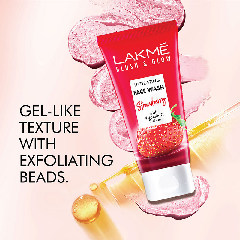 Lakme Blush & Glow Strawberry Freshness Gel Face Wash With Vitamin C Serum