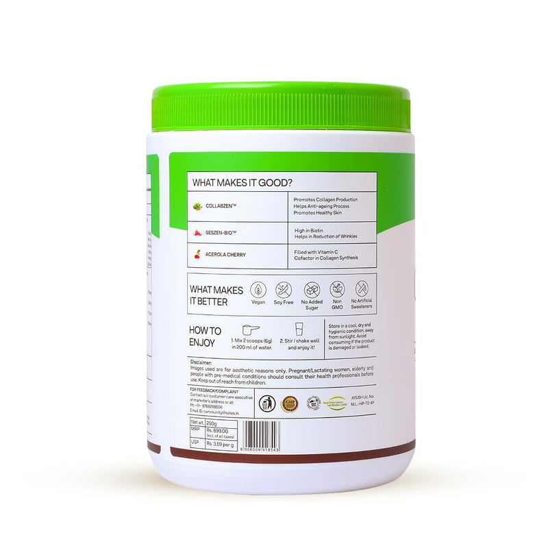 OZiva Vegan Collagen Builder with Biotin & Vitamin C For Brighter & Youthful Skin | Collagen Supplement For Women & Men | Plant Based Collagen Powder