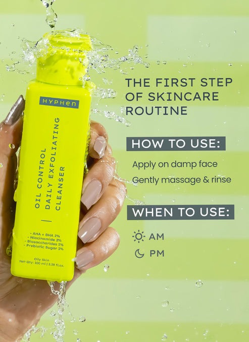 Hyphen By Kriti Sanon Oil Control Daily Cleanser, 2% AHA + BHA Salicylic Acid Face Wash, Deep Cleanses & Removes Dirt, For Men & Women