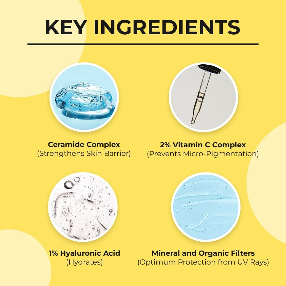 Dr. Sheth's Ceramide & Vitamin C Sunscreen SPF 50+ PA+++ | UVA UVB Protection | All Skin Types