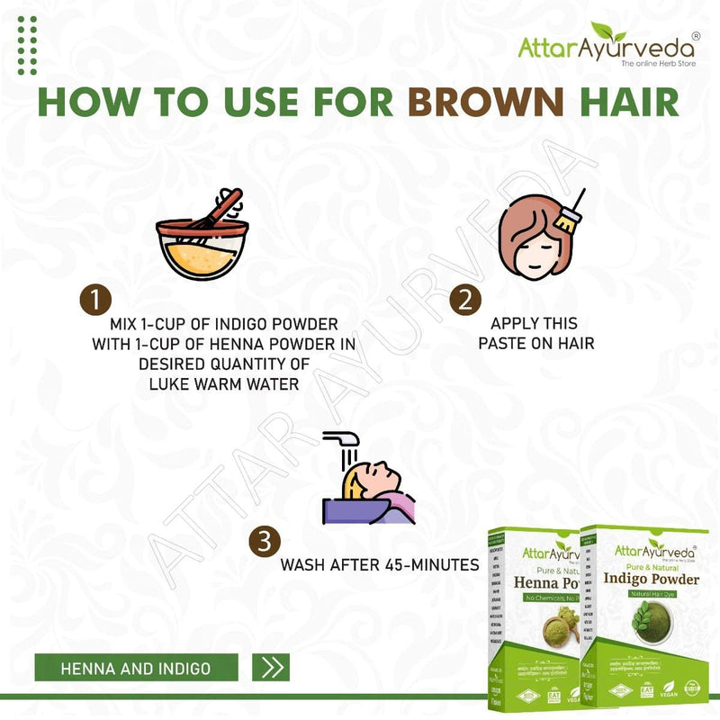 Attar Ayurveda Henna Powder, Indigo Powder Combo Pack